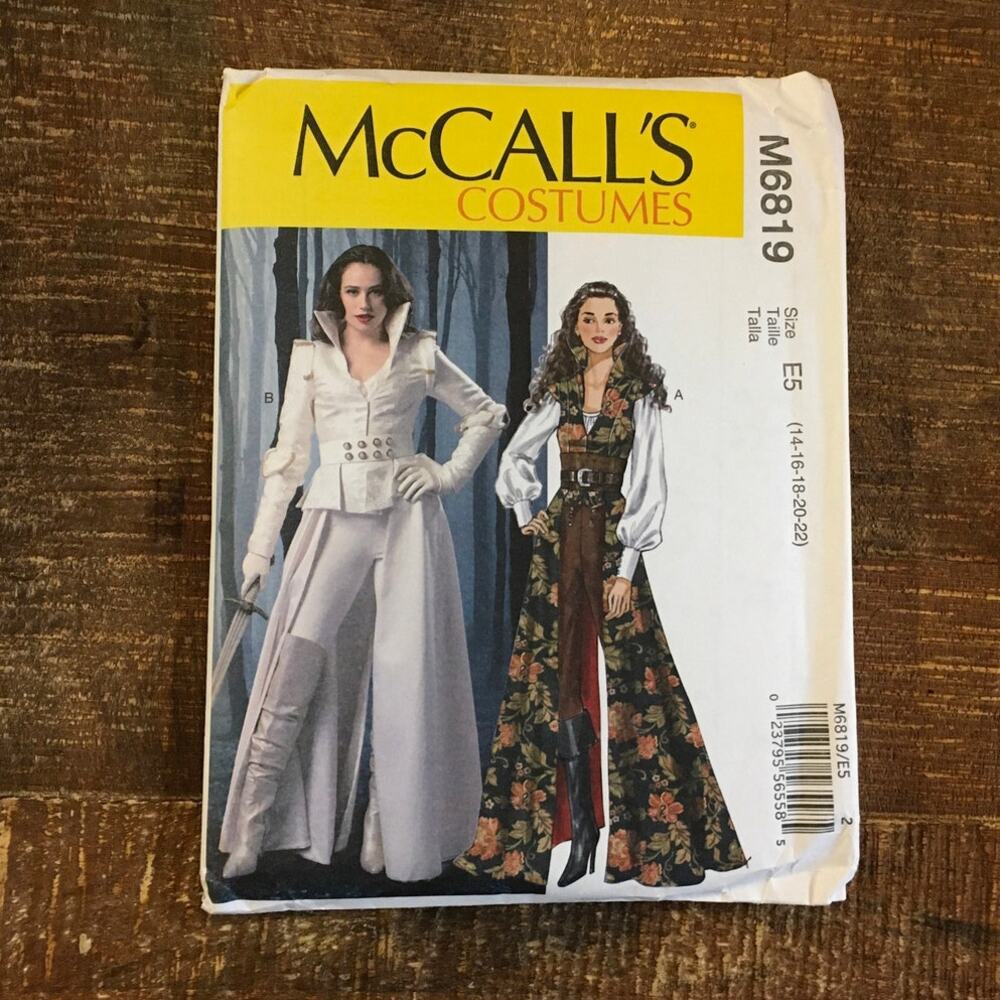McCalls Sewing Pattern 6819 Snow White Cosplay Coat Corset Belt 14-22 UNCUT OUAT